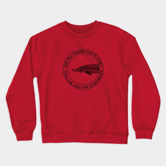 Sturgeon design - meaningful fish drawing for animal lovers Crewneck Sweatshirt by Green Paladin